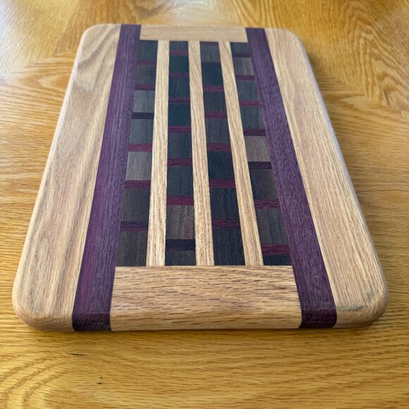 Cutting Board Walnut / Purple Heart / Oak Hardwoods Hand Crafted Reversi… - Picture 2 of 6